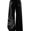 Skullpion Black Unisex Straight Fit Baggy Pants